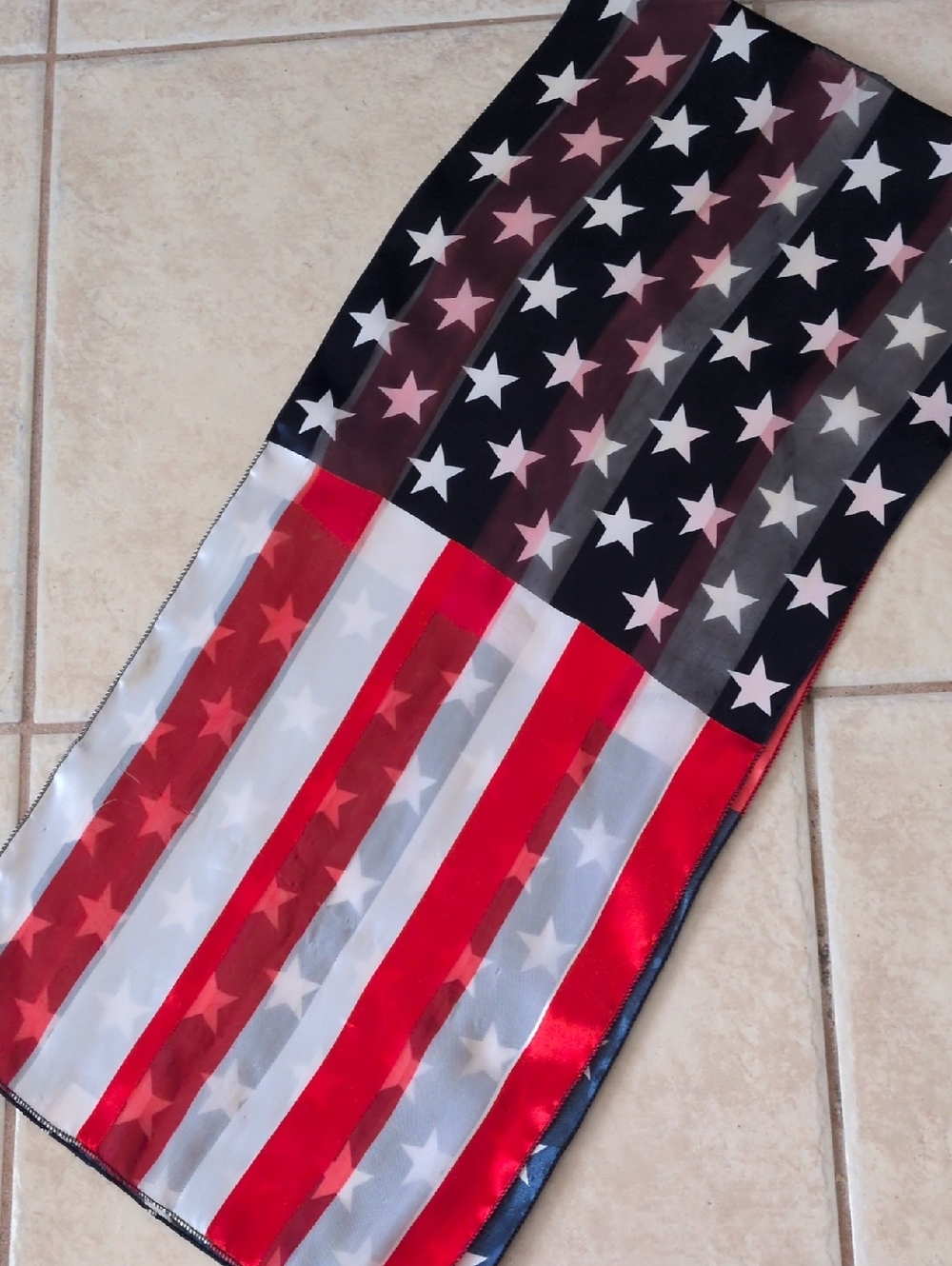 Vintage USA Patriotic Stars & Stripes Scarf 13x58